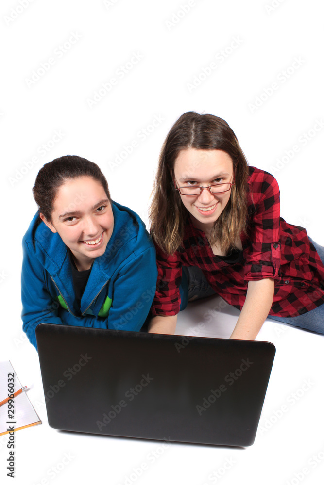 Teen girls doing homework Teen girls doing homework