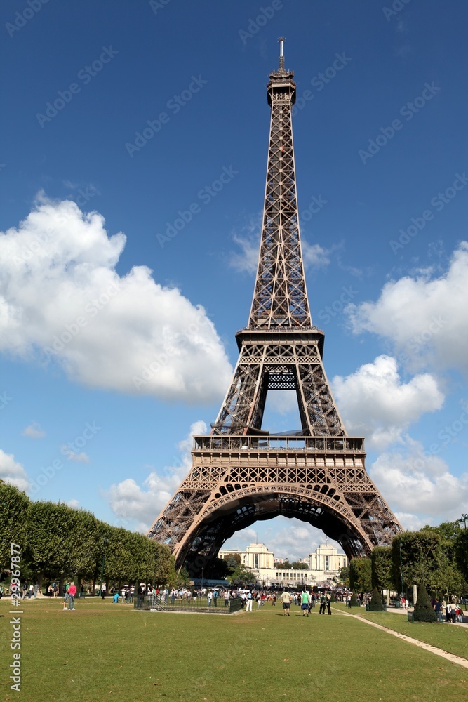 View of the Eiffel Tower from Champ de Mars