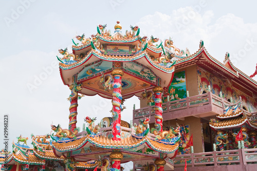 The beautyful Chinese shrine and the blue sky, Chonburi- East of