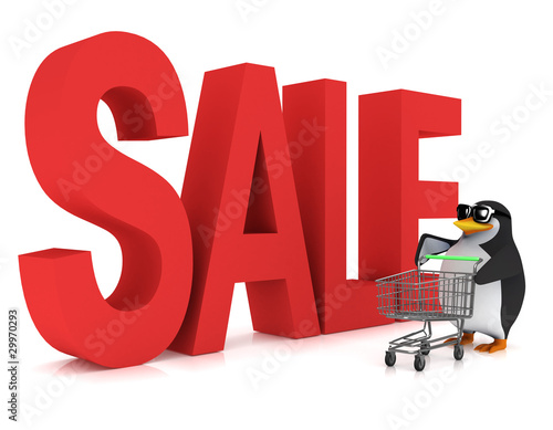 3d Penguin at the Sales