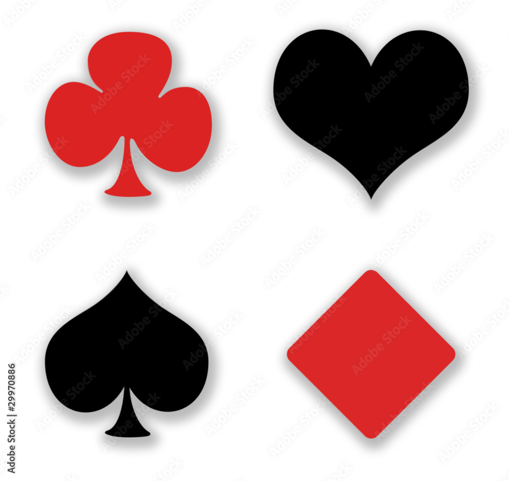 Four symbols card gambling on white background. Four symbols card gambling on white background.