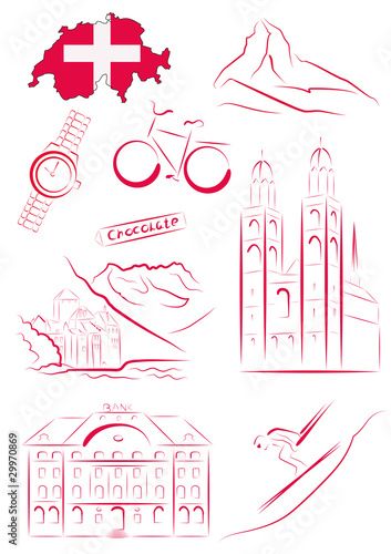 Switzerland sights and symbols