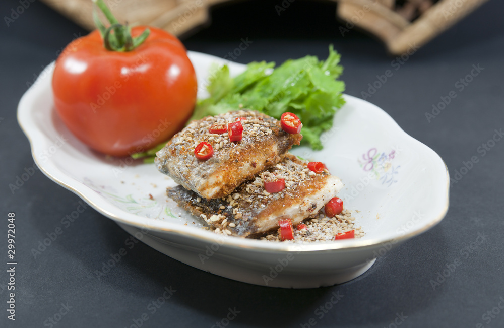 Chinese fried fish dish Chinese fried fish dish