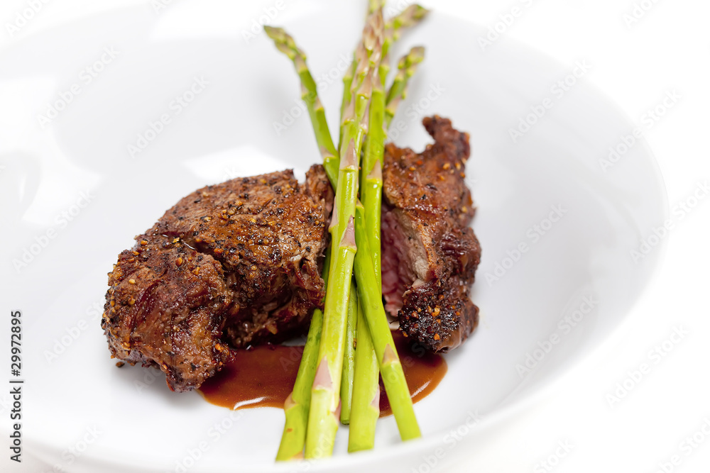 Steak with Asparagus - Horizontal shot Steak with Asparagus - Horizontal shot