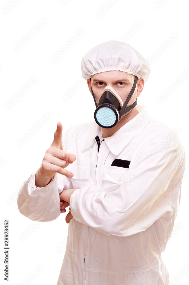 Man in protective wear Man in protective wear