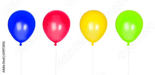 Four colorful balloons inflated