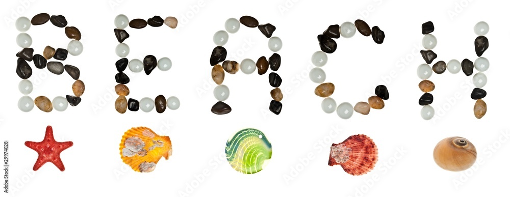 Fototapeta premium Beach word made of stones