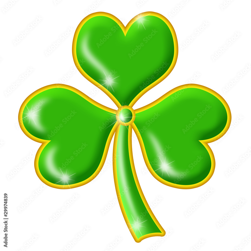 Shimmering Green Shamrock with Gold Trim Shimmering Green Shamrock with Gold Trim