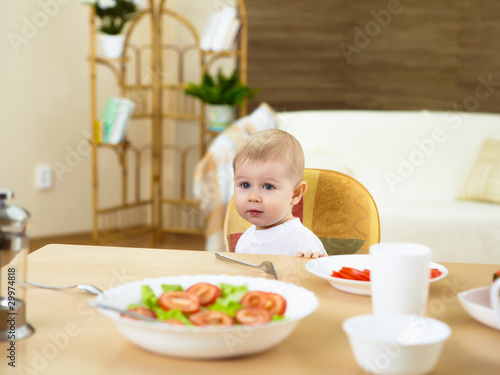 little boy having meal