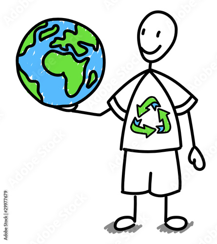 Ecologiste tenant la Terre dans une main