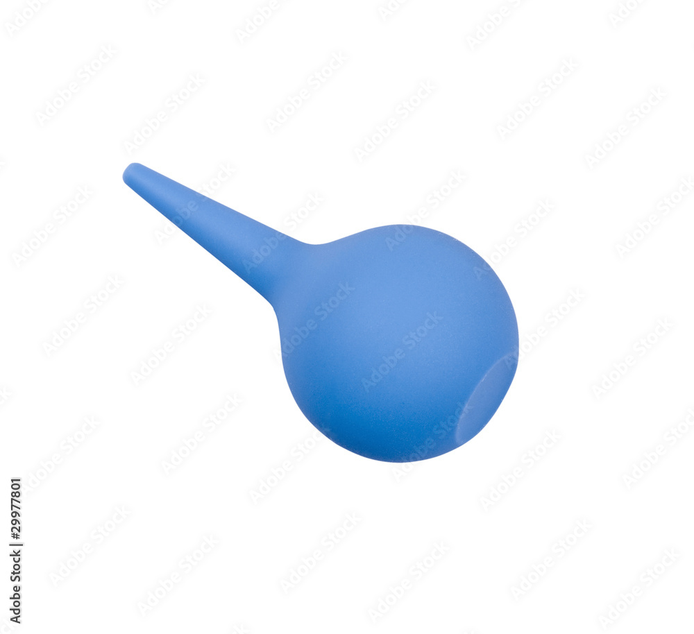 Blue rubber pear, clyster. on the white Blue rubber pear, clyster. on the white