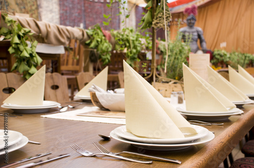 Restaurant table spread in middleage style