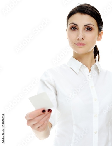 Blank business card in a hand