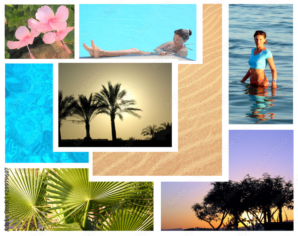 Collage of summer beach images