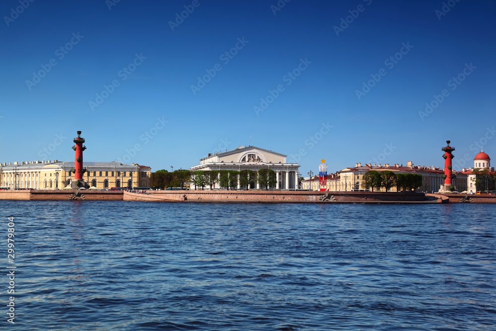 Panorama of Basil Island in St Petersburg, Russia
