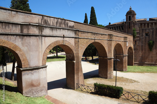 archs and road near Sant  Angelo Castel at summer in Rome  Italy