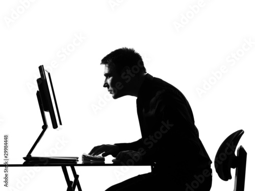 silhouette  man  computing