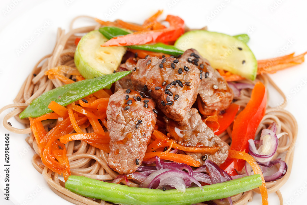meat with vegetables and noodles meat with vegetables and noodles