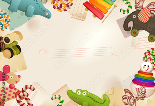 Toys, candy & childhood memories -  background