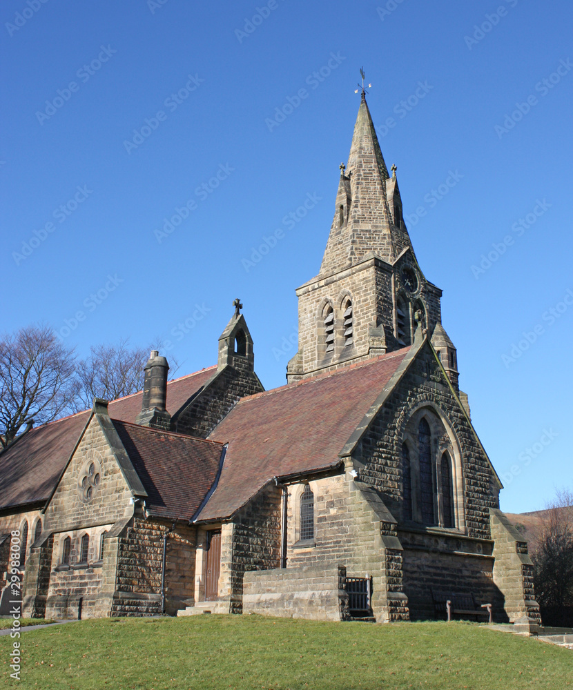 A Beautiful English Country Church on a Sunny Day.