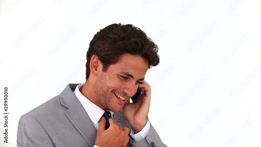 Businessman in suit making a phone call Businessman in suit making a phone call