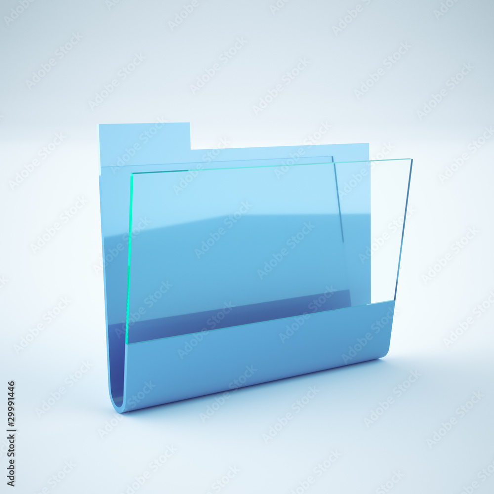 3d Rendering Ordner hellblau mit Glas 3d Rendering Ordner hellblau mit Glas