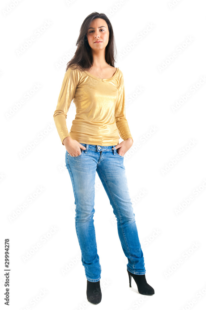 Beautiful young girl with long hair isolated on white Beautiful young girl with long hair isolated on white