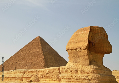 Sphinx and Cheops pyramid
