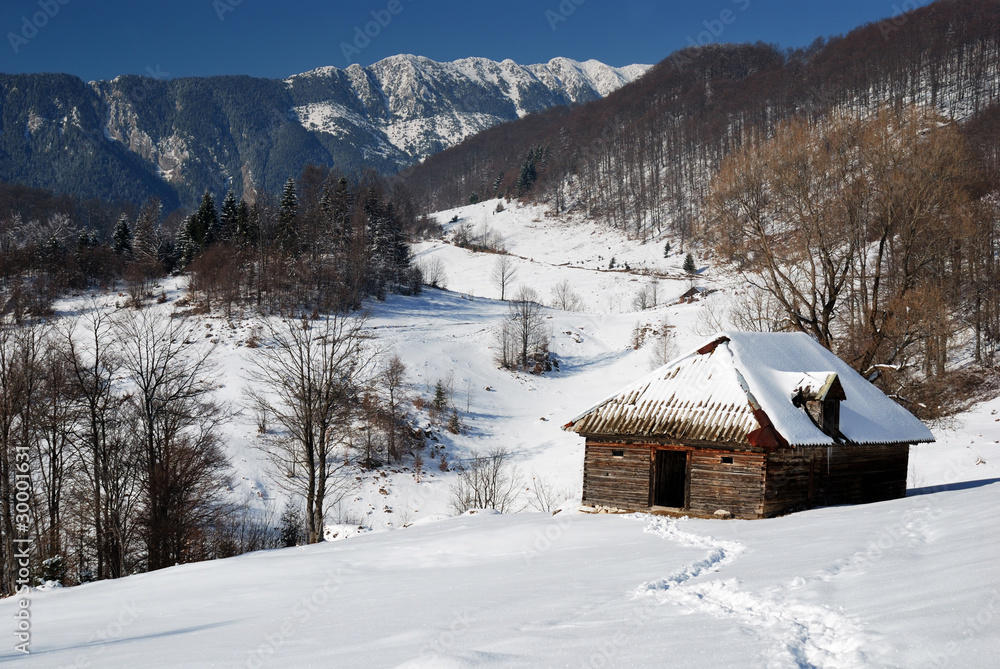 Winter rural landscape in Romania