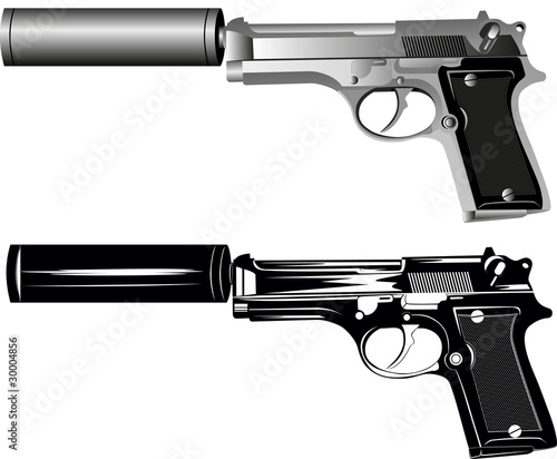 Vector image of two pistols on white background