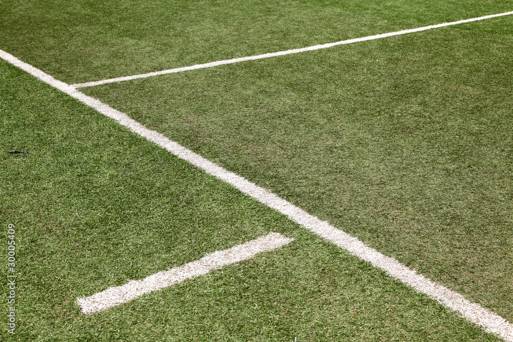 white line on soccer football field