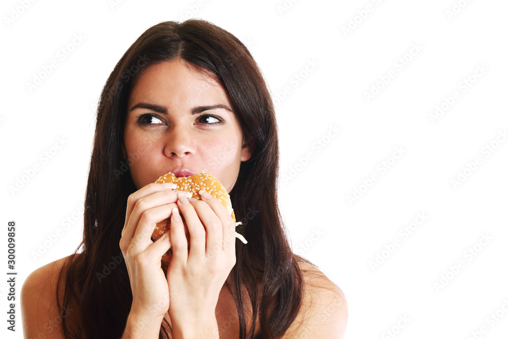 woman eat burger