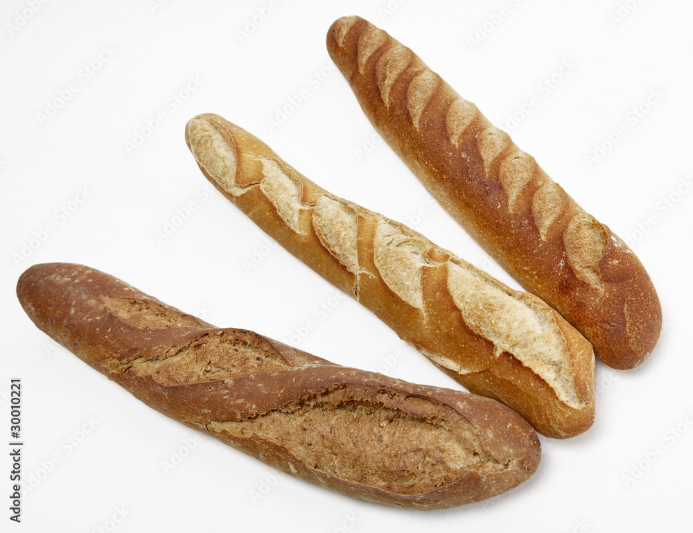 Three French baguettes