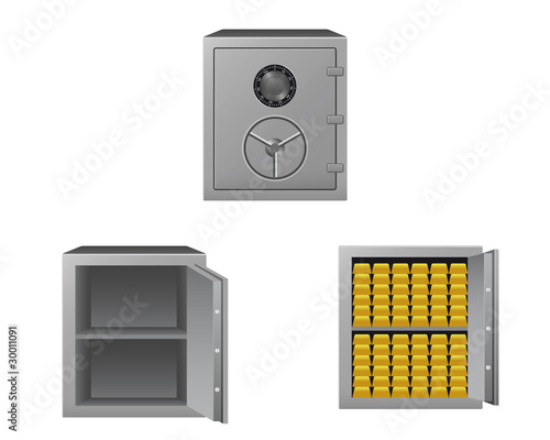 Series of safes with gold bars