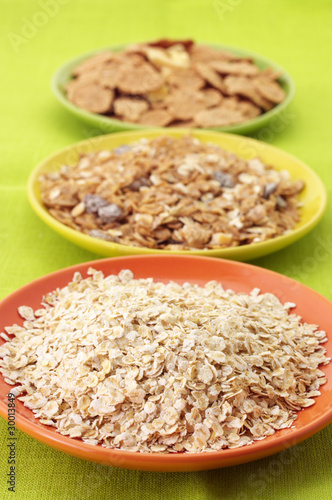 Breakfast cereal in plates