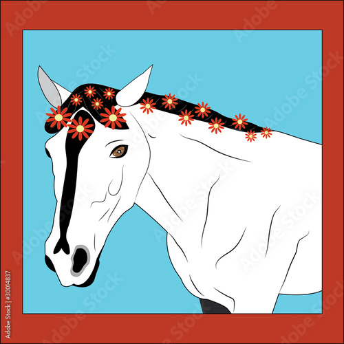 Horse with a flowers.