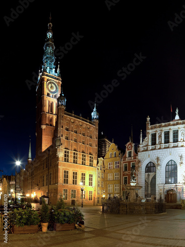 Town Hall at night in Gdansk, Poland