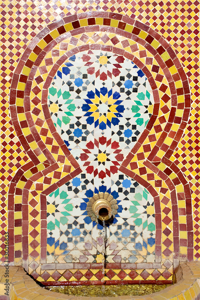 Moroccan tiled fountain