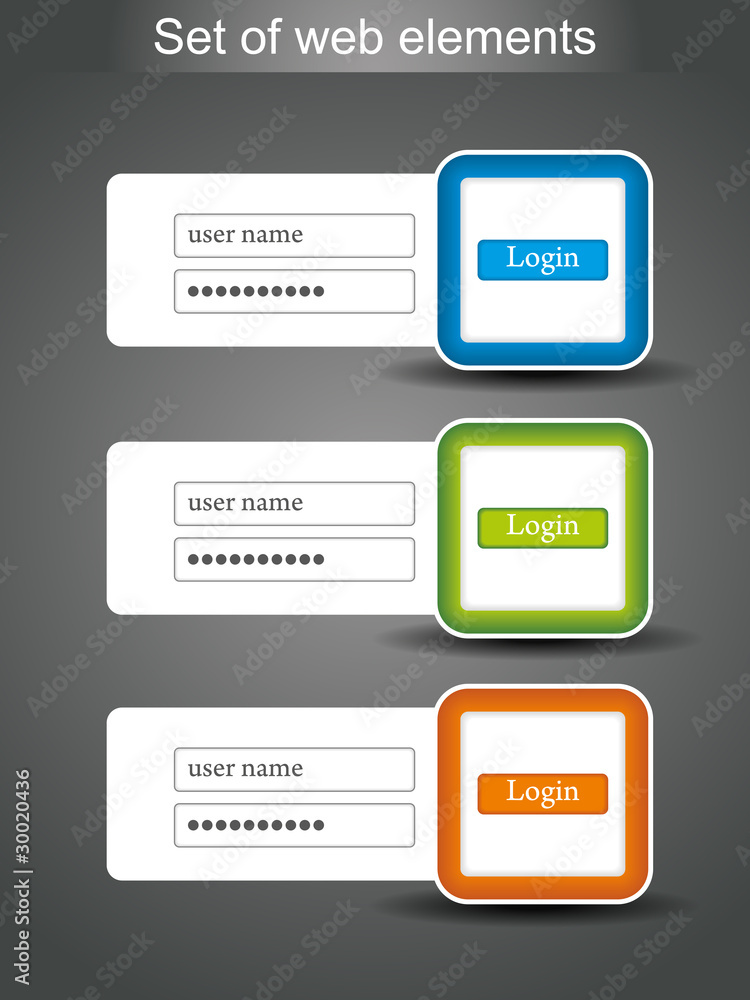 Set of vector login password Set of vector login password