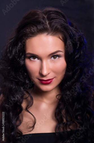 Portrait of young beautiful brunette woman
