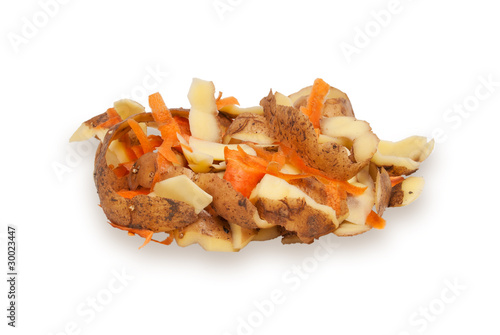 The cleared peel of a potato and carrots