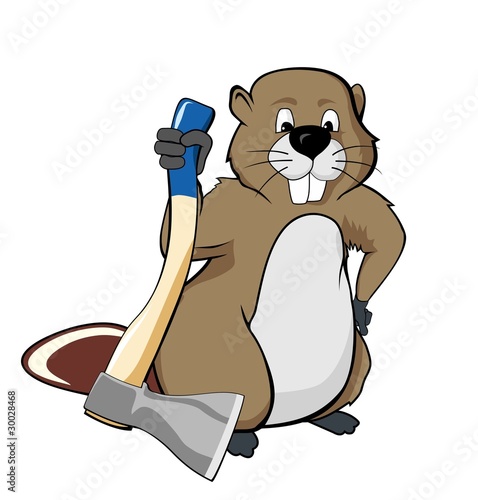 Beaver holding an ax (vector illustration)