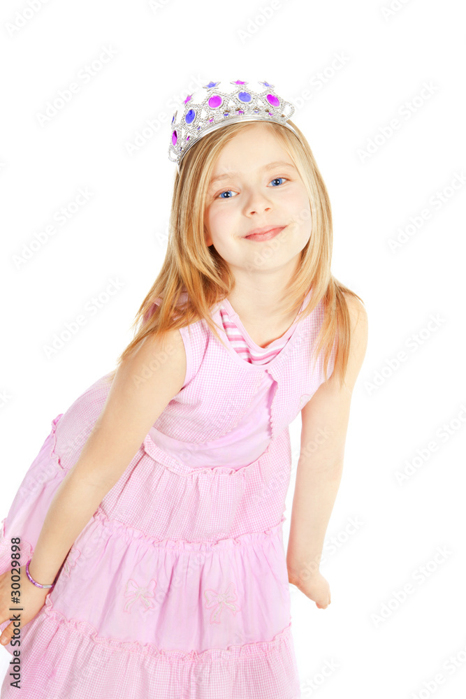 little girl princess over white little girl princess over white
