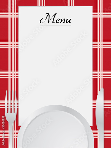 Menu napkin red and table set