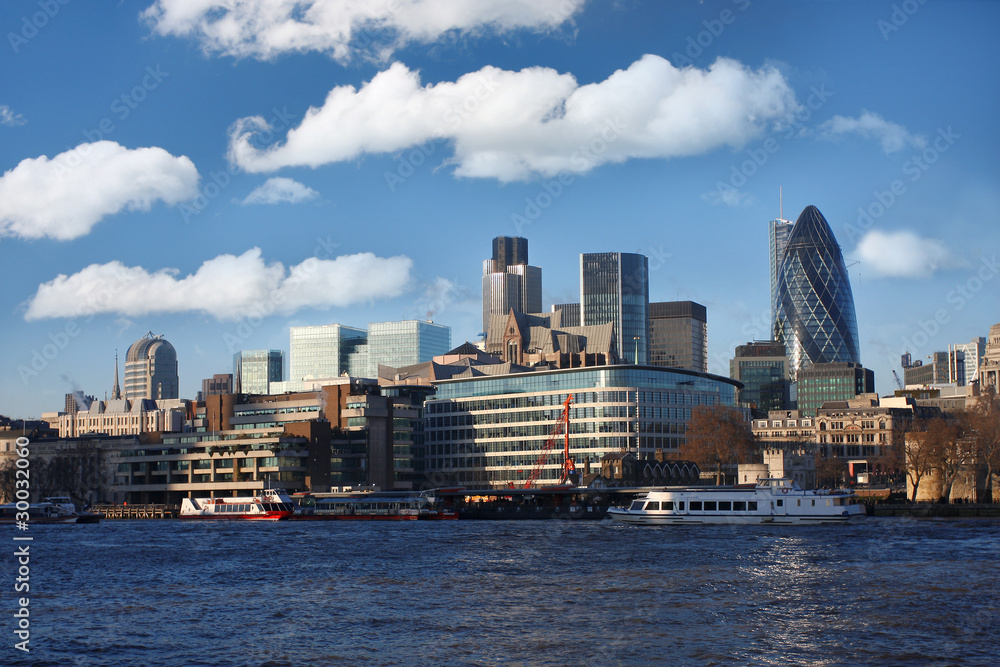 City of London with boat on river