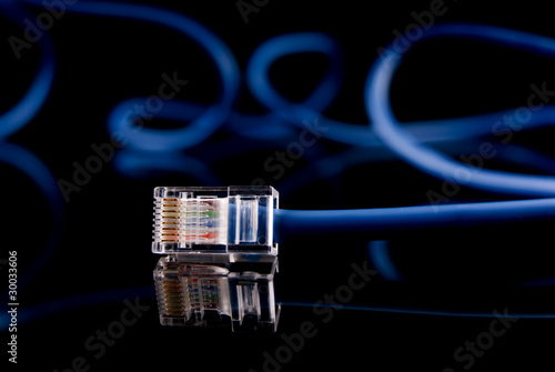 Blue Wire & RJ 45 Connector