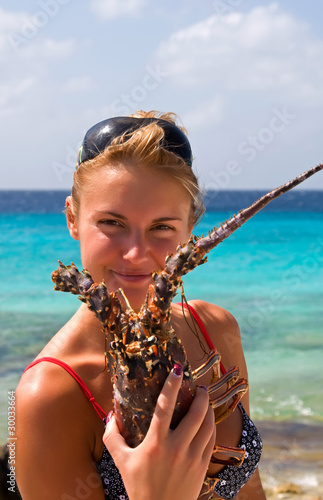 Bikini Girl with lobster