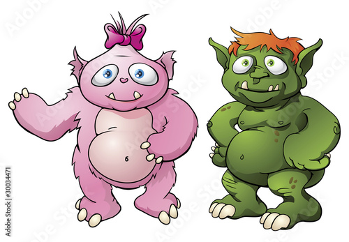 Cute monster cartoon characters