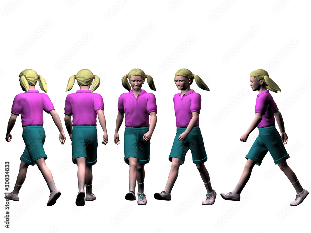 Fototapeta premium girl walking from different point of view