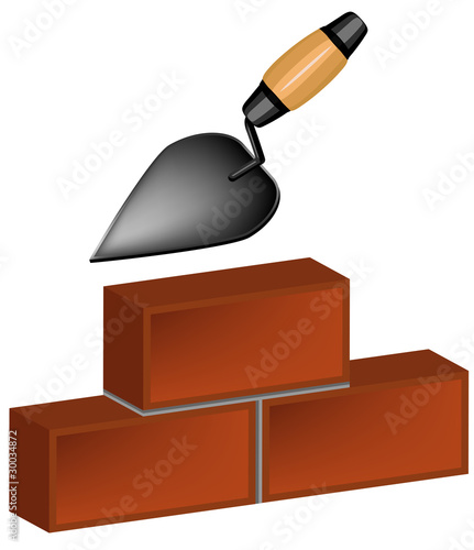 trowel and bricks
